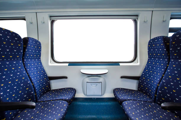Empty interior of the train stock photo