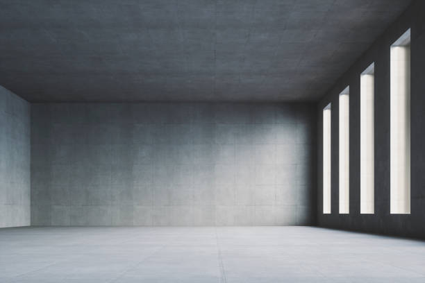 Empty modern concrete room Empty modern concrete room. This is entirely 3D generated image. concrete wall photos stock pictures, royalty-free photos & images