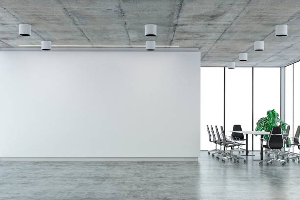 Empty office interior with conference table 2020 stock photo
