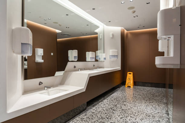 Empty Public restroom Empty Public restroom public restroom cleaning stock pictures, royalty-free photos & images