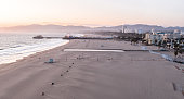 istock Empty Santa Monica Beach During Covid-19 Pandemic 1215255338