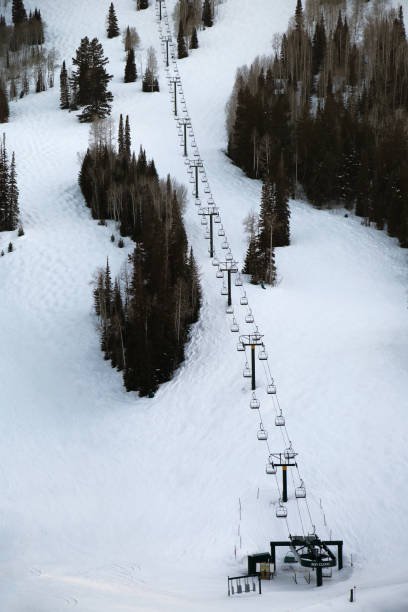 Empty Ski Lift stock photo
