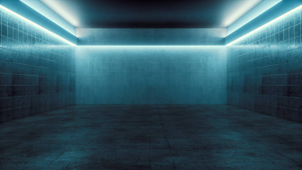 Empty spooky futuristic room Empty spooky futuristic room. This is entirely 3D generated image. bomb shelter stock pictures, royalty-free photos & images