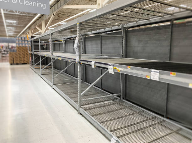Empty Store Shelves During Coronavirus Pandemic stock photo