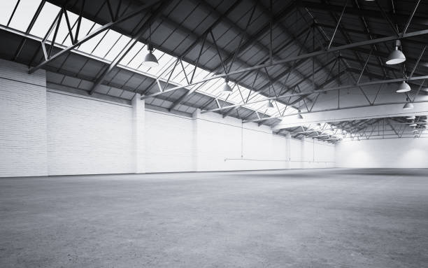 Empty storehouse interior stock photo