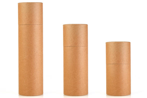 Empty Tube Craft Paper Box Empty Craft Paper Box On White Background cylinder stock pictures, royalty-free photos & images