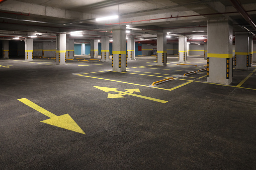Empty underground parking lot