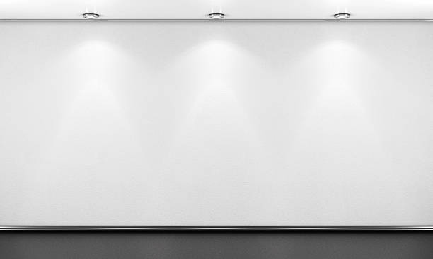 Empty white room wall with lighting. 3d render image. Empty white room wall with lighting. 3d illustration. art museum stock pictures, royalty-free photos & images