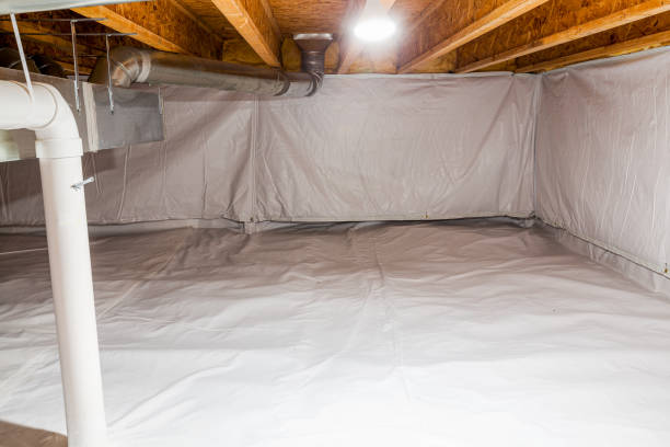 encapsulated crawl space at a basement stock photo