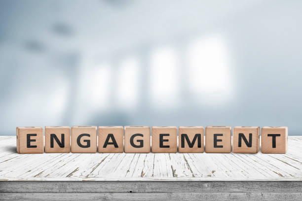Engagment sign made of wooden blocks stock photo