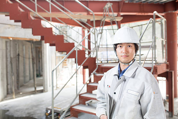 Engineer at a construction project stock photo