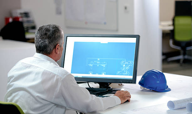 Engineer Working On Computer stock photo