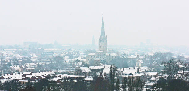 England Snow Blizzard Norwich stock photo