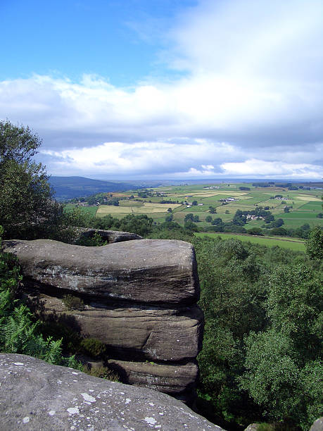 english countryside with sandstone  brimham rocks stock pictures, royalty-free photos & images