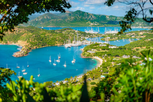 English harbour and Nelsons Dockyard in Antigua stock photo