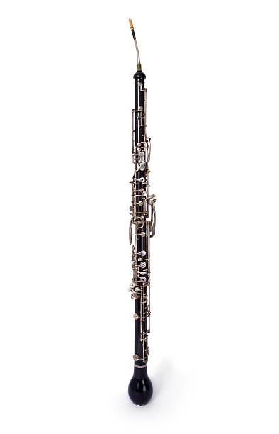 English Horn, Double Reed Woodwind Instrument "Yes folks, this funny instrument with a skinny bare thingie on one end and a bulb on the other is an English horn. Use it this image with confidence; I play the thing and this is what it really is." terryfic3d stock pictures, royalty-free photos & images
