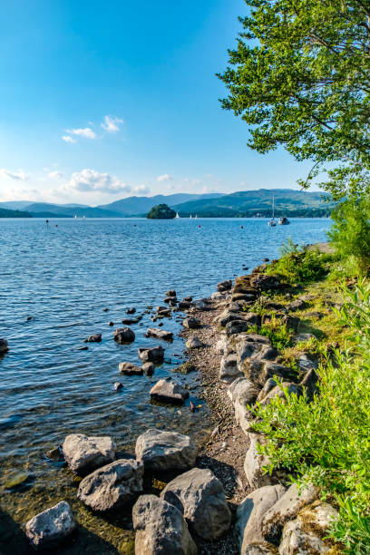 English Lake District View of Lake Windermere And Mountains stock photo