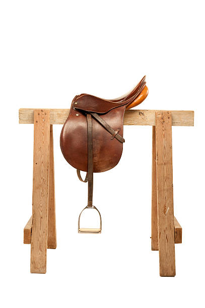 English Saddle A English style saddle isolated on a white background. saddle stock pictures, royalty-free photos & images