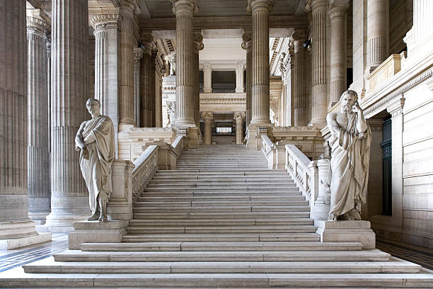Entrance hall of Brussels Courthouse stock photo