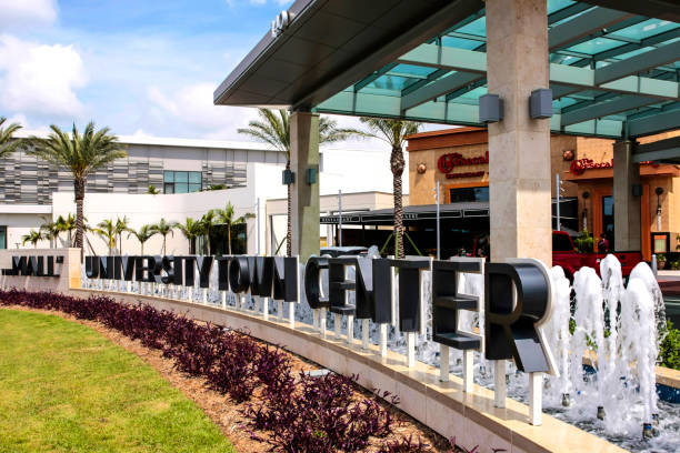 Entrance sign at University Town Center Mall in Sarasota, Florida USA stock photo
