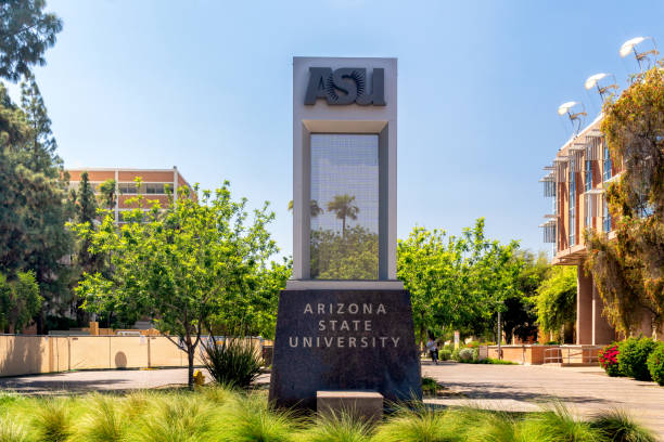 Entrance Sign to Arizona State University stock photo