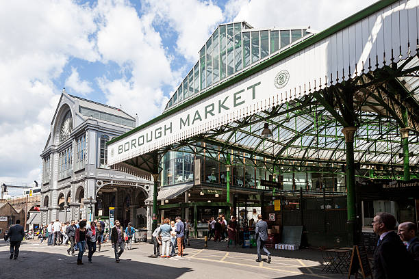 Entrance to Borough Market in London stock photo