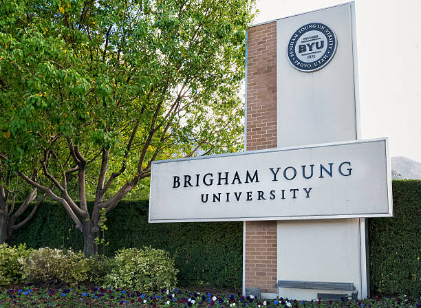 Entrance to Campus of Brigham Young University. stock photo