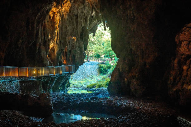 Entrance to Pastena cave in province of Fronzinone in Lazio stock photo