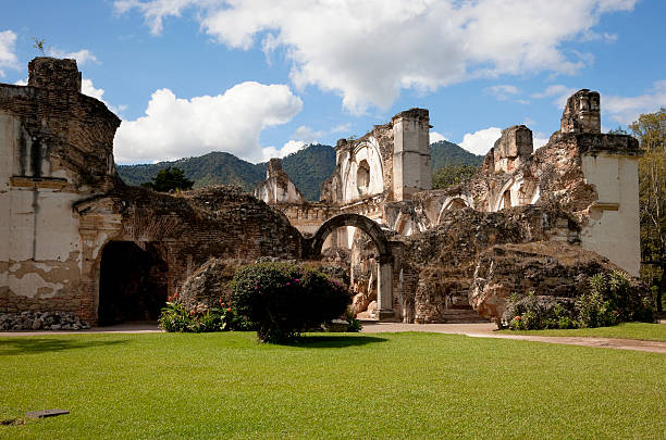 Entrance to Ruins of La Recoleccion, Antigua, Guatemala stock photo