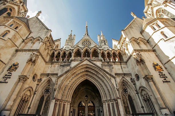 Entrance to the Royal Court of Justice stock photo