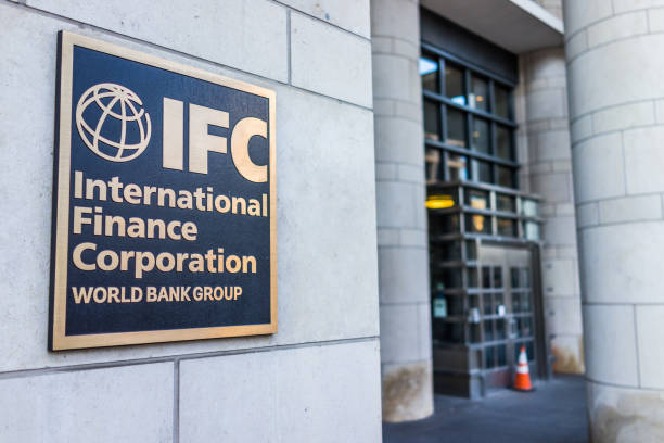 IFC entrance with sign of International Finance Corporation World Bank Group stock photo