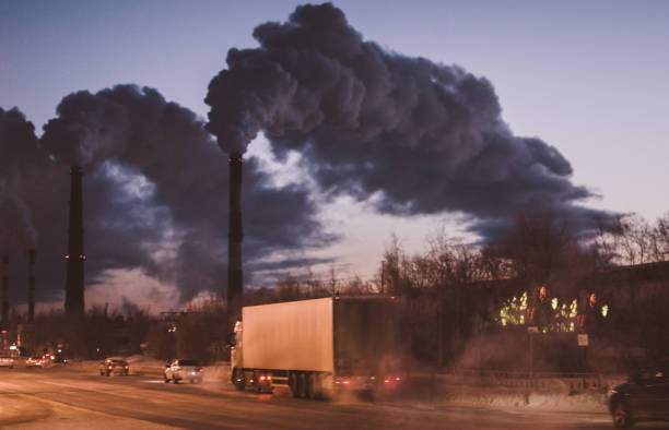 environmental pollution in the city stock photo