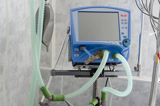 Equipment for ventilation of patient in operating-room stock photo