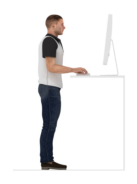 Ergonomics, proper posture to work standing Guidance ergonomics. Proper posture to work standing. standing posture stock pictures, royalty-free photos & images