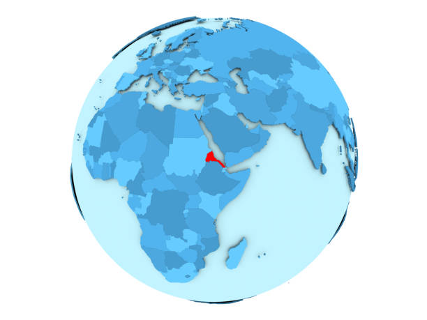 Eritrea on blue globe isolated stock photo