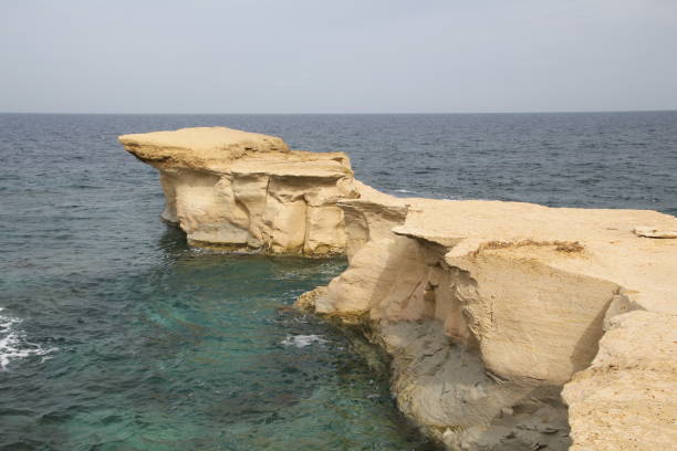Eroded coast of Gozo island, Malta stock photo