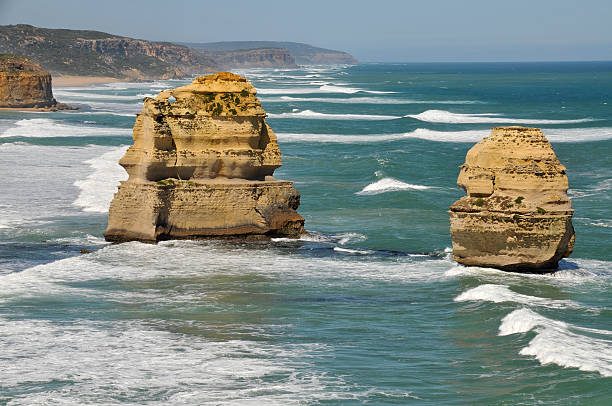Eroded rock formations on the Great Ocean Road, Australia stock photo