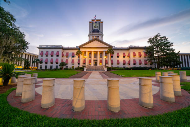 Establishing photo of Florida State Capitol Building Downtown Tallahassee stock photo