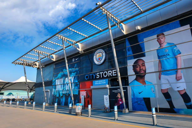 Etihad Stadium in Manchester, UK Manchester, United Kingdom - May 19 2018: Manchester City Football Club founded in 1880 in Manchester, UK. which has the Etihad Stadium as its own home ground. Manchester City stock pictures, royalty-free photos & images