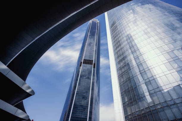 Etihad Tower skyscrapers in Abu Dhabi stock photo