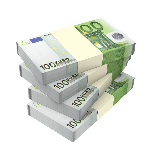 Euro money isolated on white background. Computer generated 3D photo rendering. bundle stock pictures, royalty-free photos & images