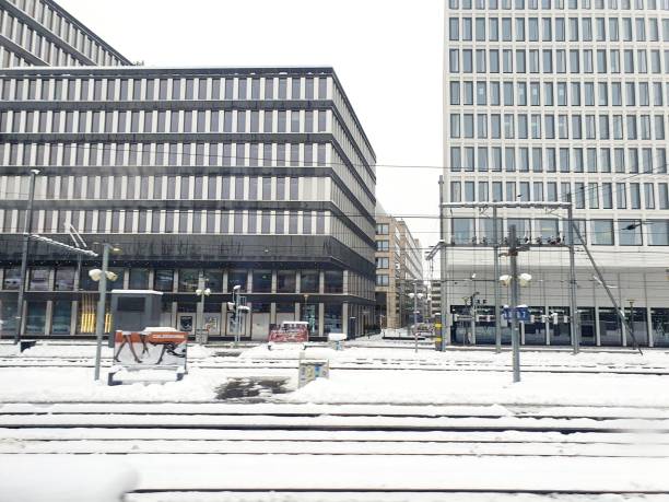 Europaallee Zurich in winter stock photo