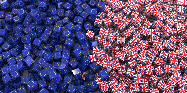 Europe and United Kingdom political and economic relationship, 3d rendering background, Brexit concepts stock photo