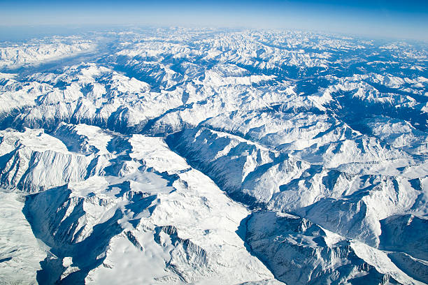 European Alps The Austrian Alps in Tyrol seen from above under a beautifull blue sky.Related images; osttirol stock pictures, royalty-free photos & images