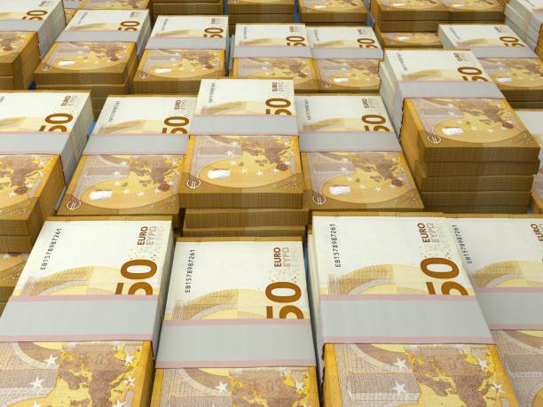 European banknotes. Europeaneuro bills. 50 EUR euro. Business, finance background. stock photo