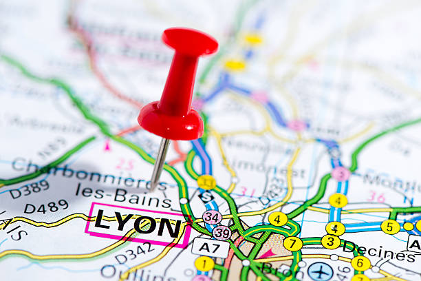 european cities on map series: lyon - lyon stok fotoğraflar ve resimler
