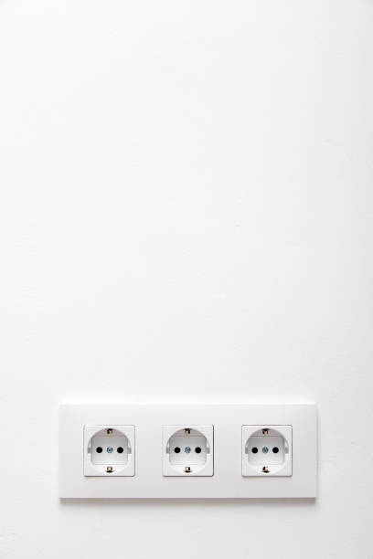 European Electric Wall Outlet stock photo