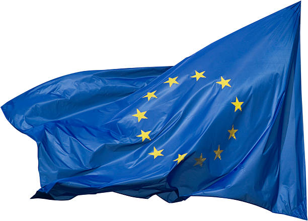 European Flag in the Wind stock photo