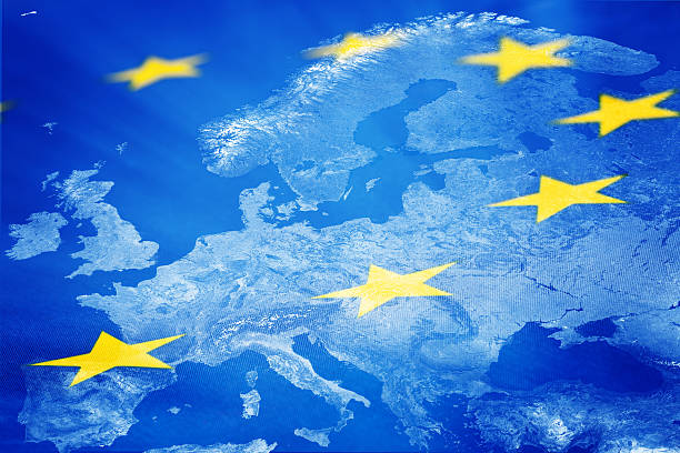 European Union flag and map stock photo