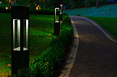 istock evening square decorative lantern light on promenade area with small footpath trail in garden with beautiful electricity lights 1344767158